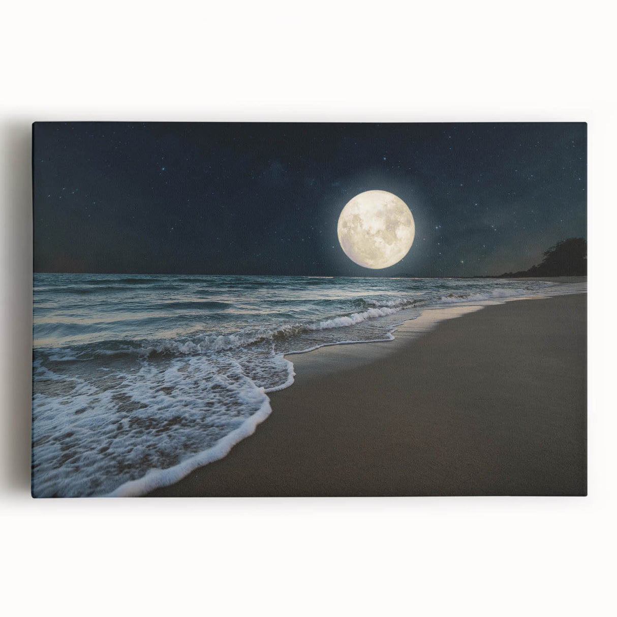 Full Moon Over Ocean Waves – Tranquil Celestial Wall Art for Home