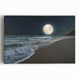 Full Moon Over Ocean Waves – Tranquil Celestial Wall Art for Home
