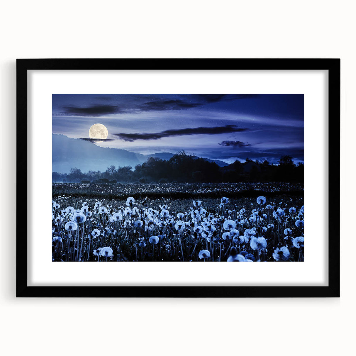 Moonlit Field of Dandelions – Tranquil Celestial Wall Art for Home