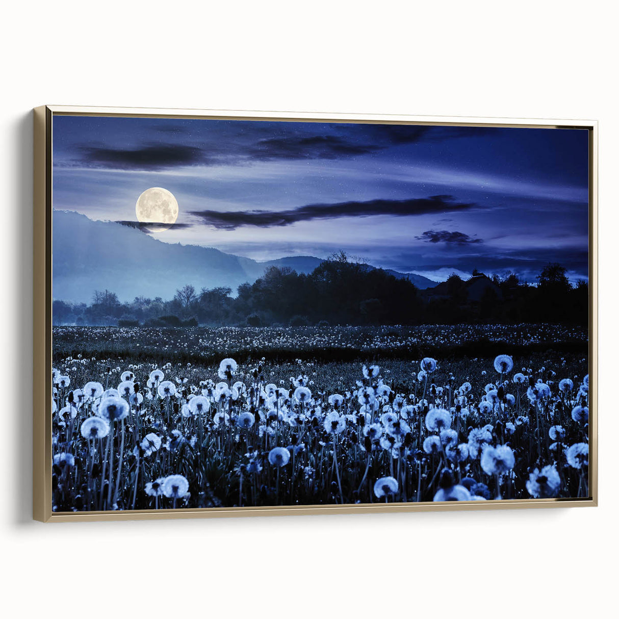 Moonlit Field of Dandelions – Tranquil Celestial Wall Art for Home