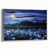Moonlit Field of Dandelions – Tranquil Celestial Wall Art for Home
