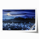 Moonlit Field of Dandelions – Tranquil Celestial Wall Art for Home