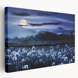 Moonlit Field of Dandelions – Tranquil Celestial Wall Art for Home