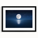 Moon Over Calm Ocean – Peaceful Celestial Wall Art for Home Decor