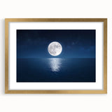 Moon Over Calm Ocean – Peaceful Celestial Wall Art for Home Decor