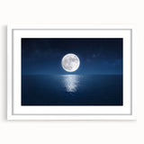 Moon Over Calm Ocean – Peaceful Celestial Wall Art for Home Decor
