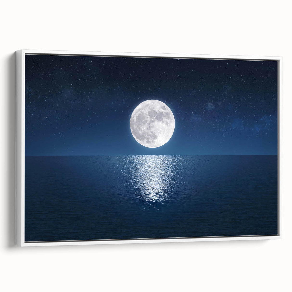 Moon Over Calm Ocean – Peaceful Celestial Wall Art for Home Decor