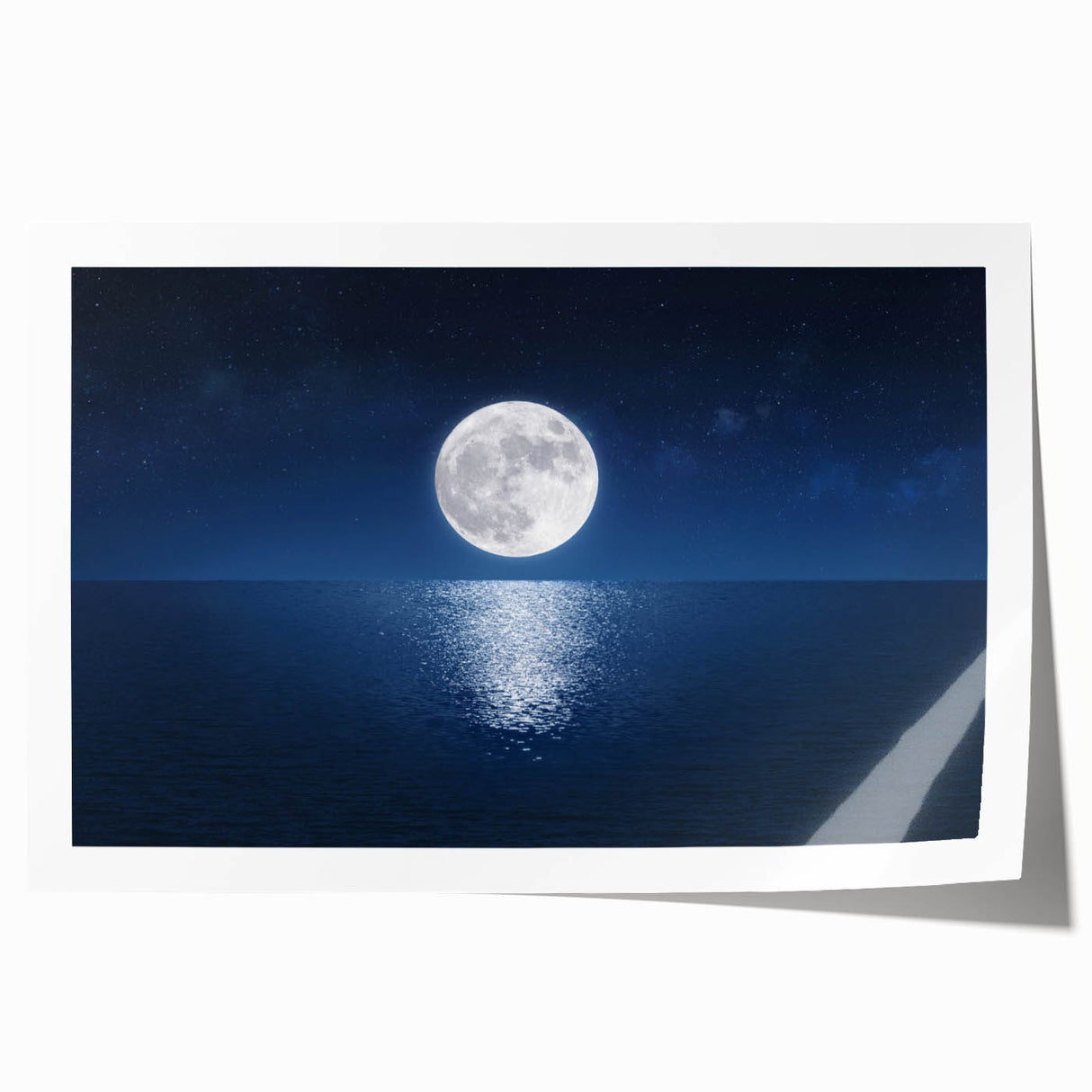 Moon Over Calm Ocean – Peaceful Celestial Wall Art for Home Decor