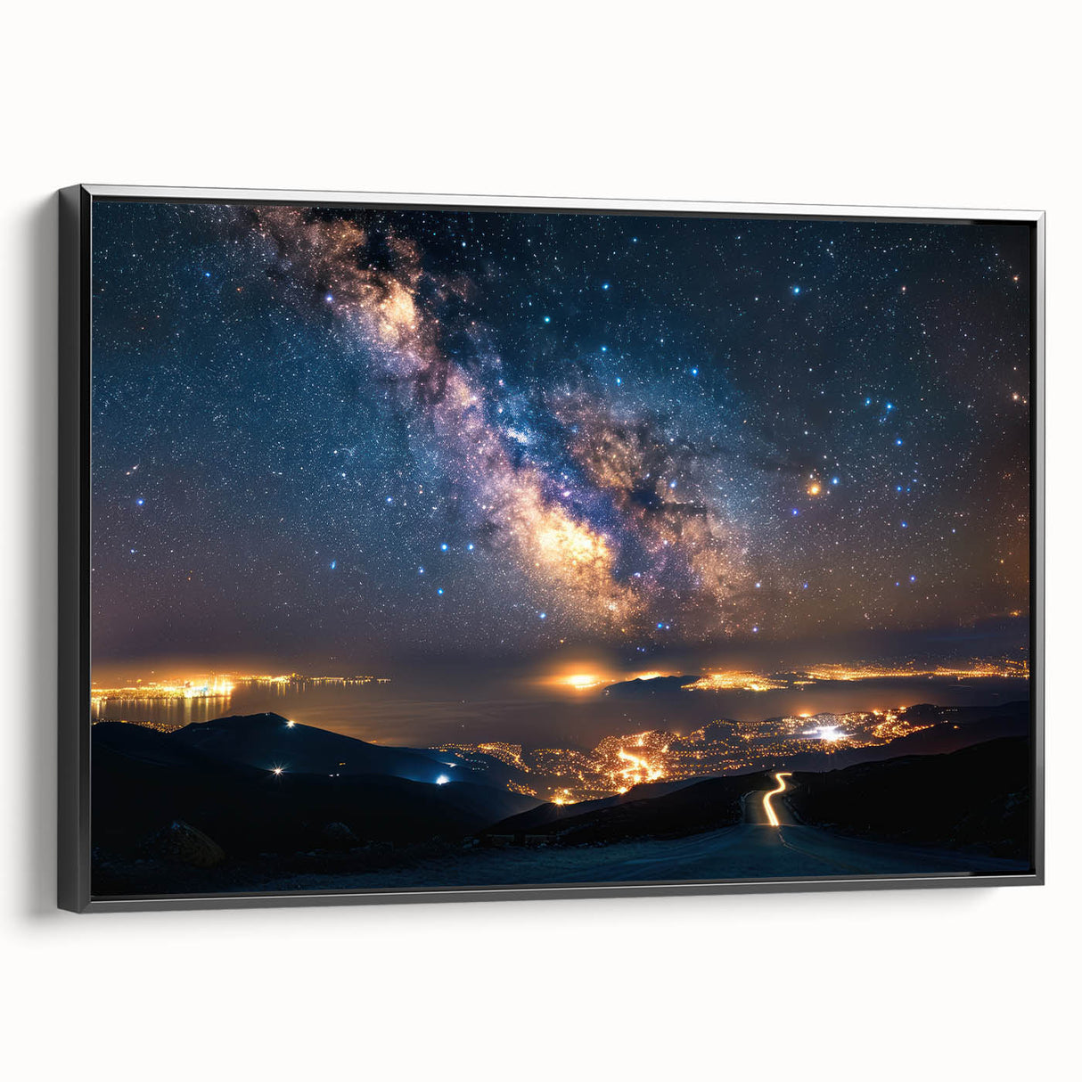 Milky Way Over City Lights | Space Canvas Prints | Night Sky Wall Art
