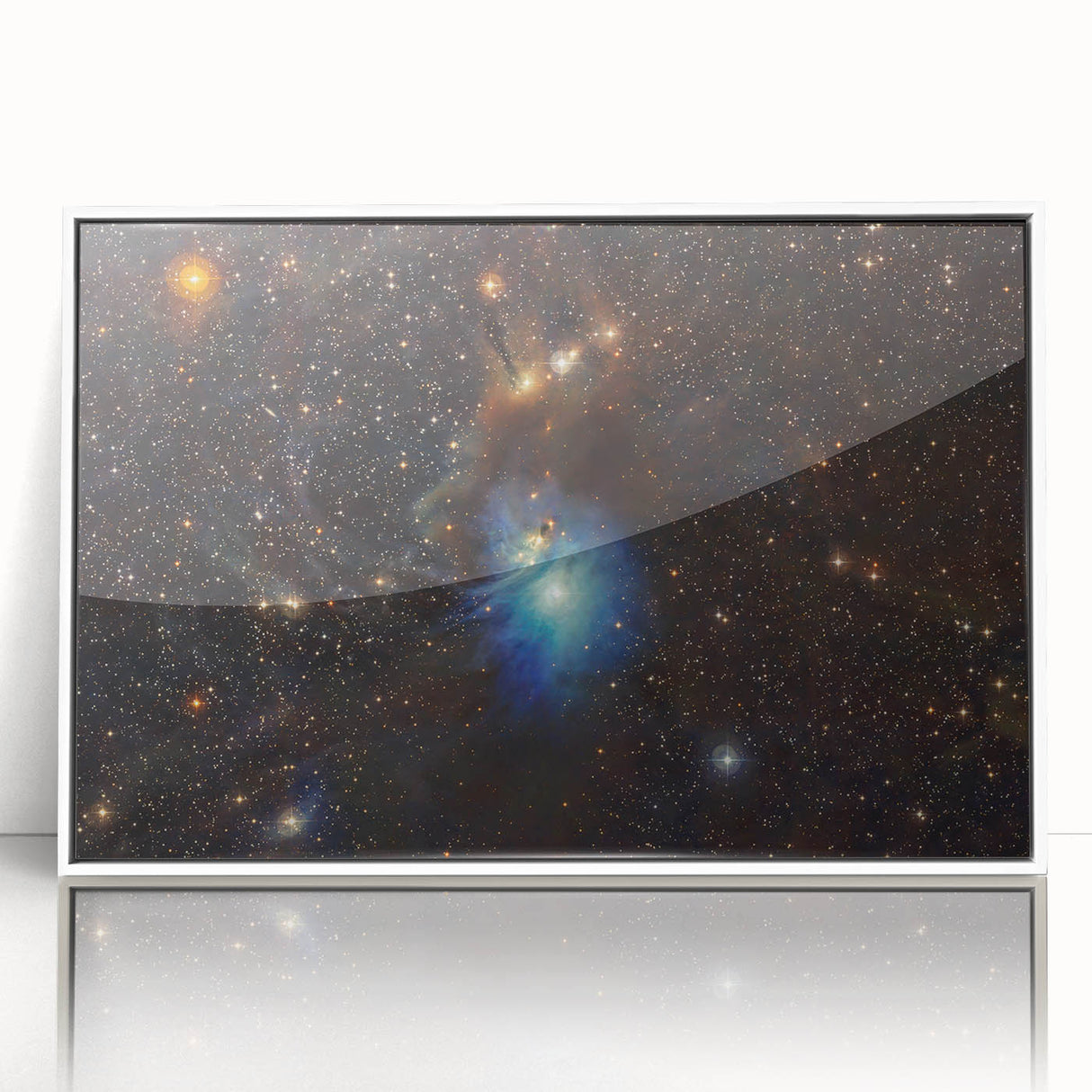 Glowing Blue Nebula Wall Art | Space Canvas Prints | Cosmic Decor