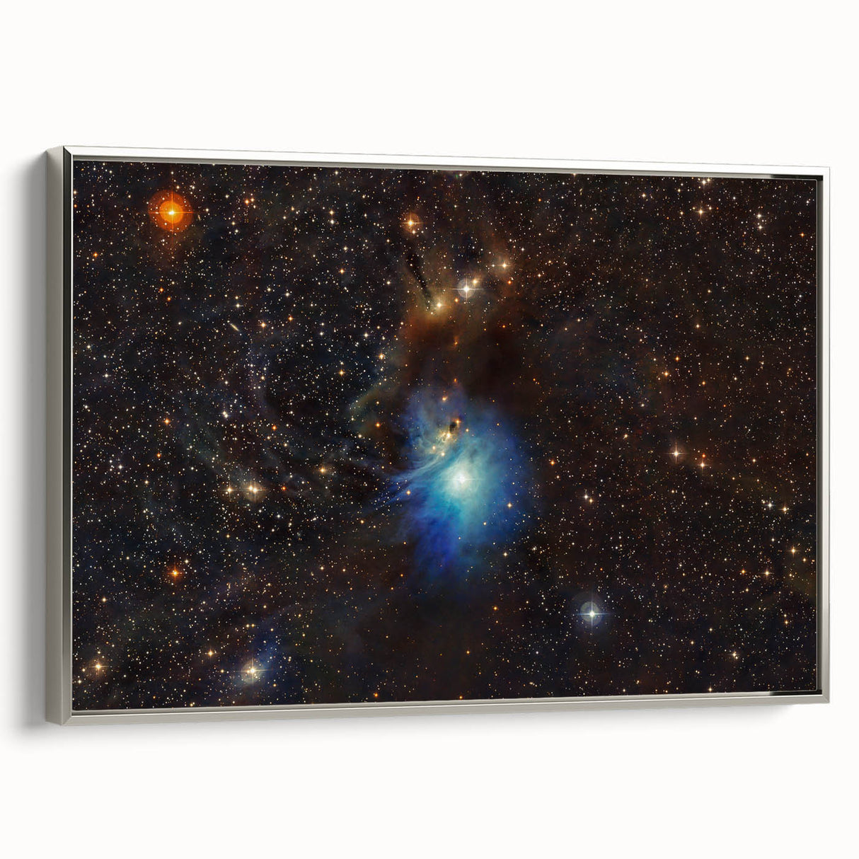 Glowing Blue Nebula Wall Art | Space Canvas Prints | Cosmic Decor