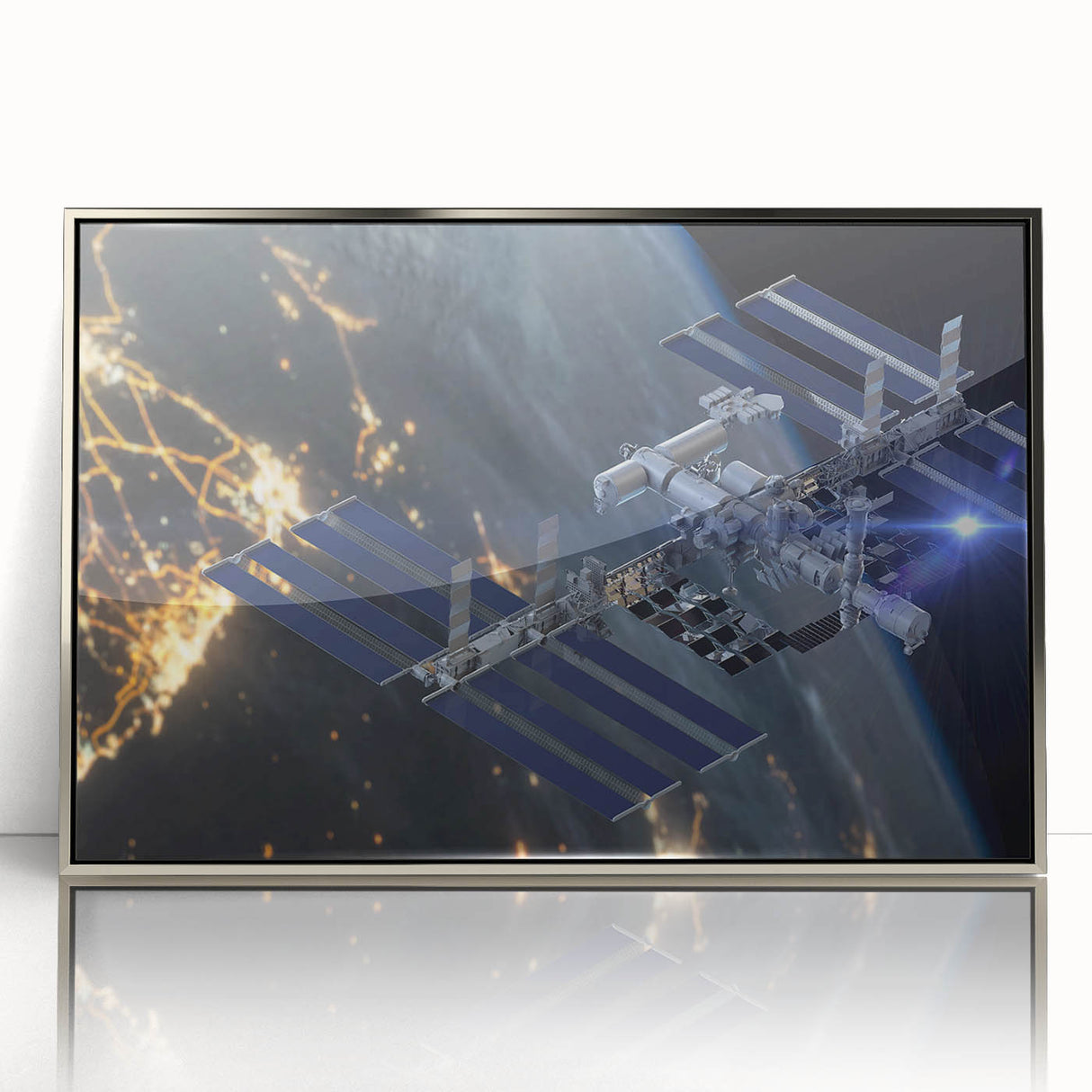 Stunning Satellite in Orbit - Cosmic Wall Decor Space-Themed Canvas Art
