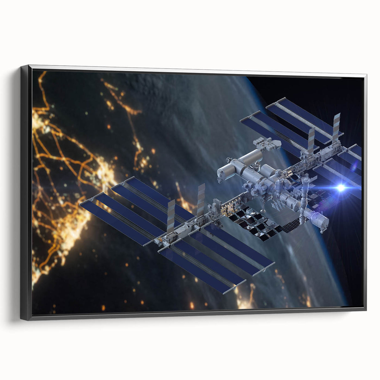 Stunning Satellite in Orbit - Cosmic Wall Decor Space-Themed Canvas Art