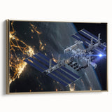 Stunning Satellite in Orbit - Cosmic Wall Decor Space-Themed Canvas Art