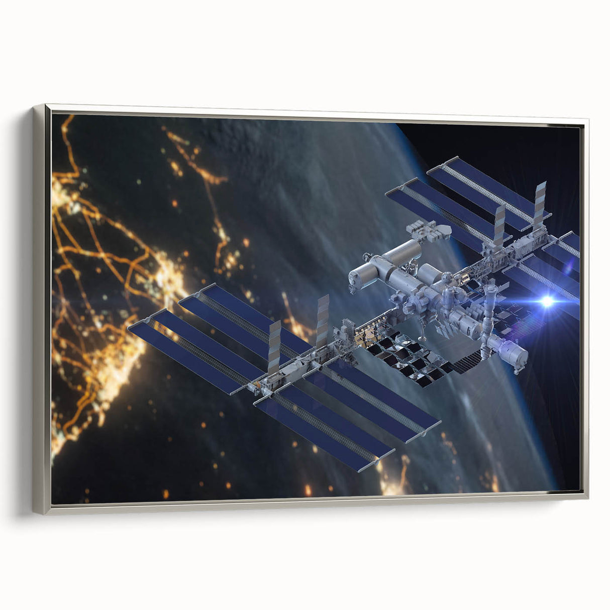 Stunning Satellite in Orbit - Cosmic Wall Decor Space-Themed Canvas Art