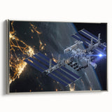 Stunning Satellite in Orbit - Cosmic Wall Decor Space-Themed Canvas Art