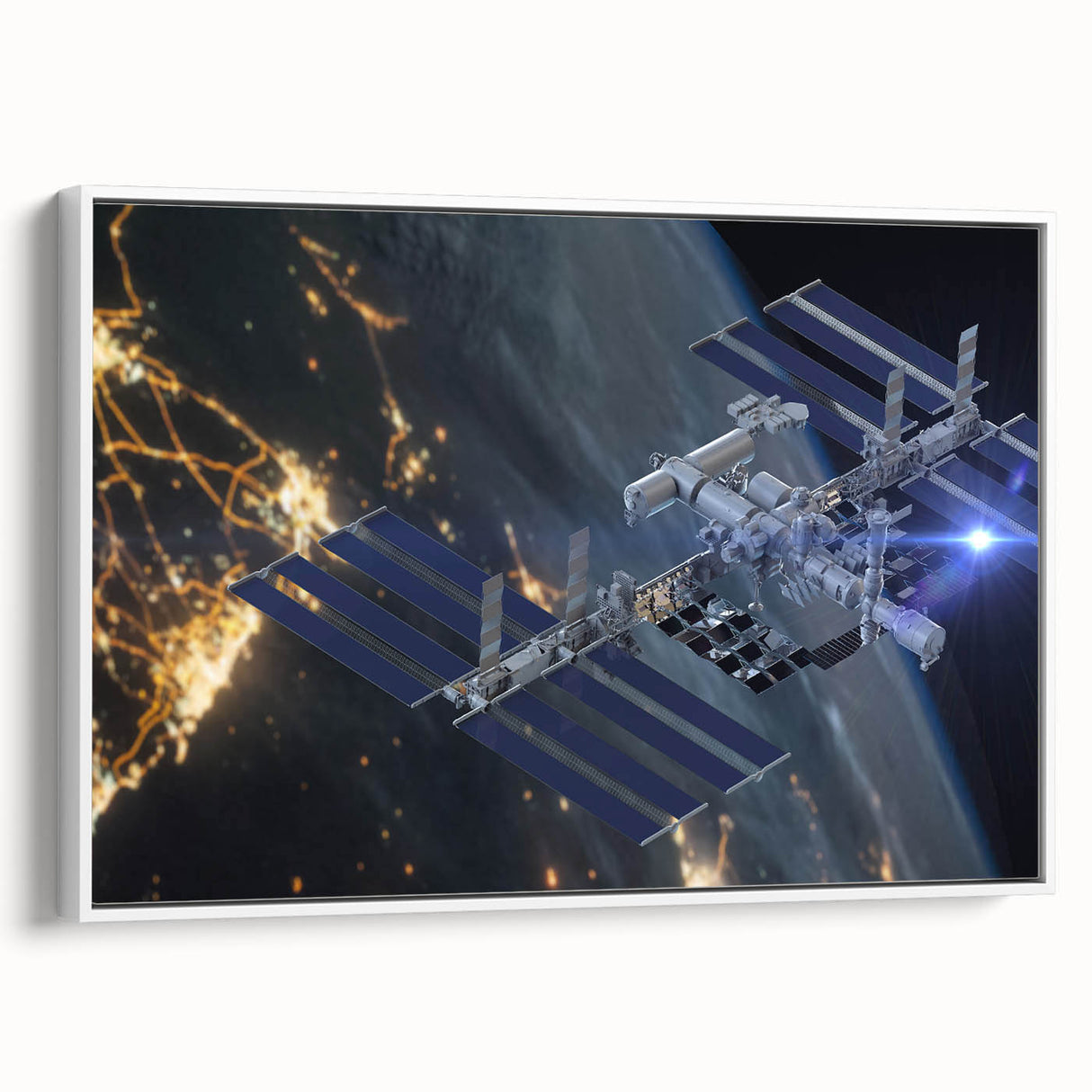 Stunning Satellite in Orbit - Cosmic Wall Decor Space-Themed Canvas Art