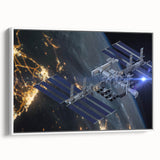 Stunning Satellite in Orbit - Cosmic Wall Decor Space-Themed Canvas Art