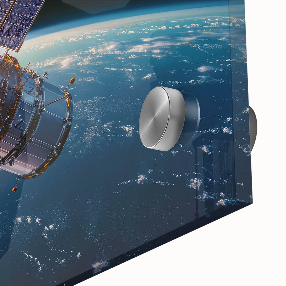 Satellite Orbiting at Sunrise - Cosmic Wall Art for Space Enthusiasts