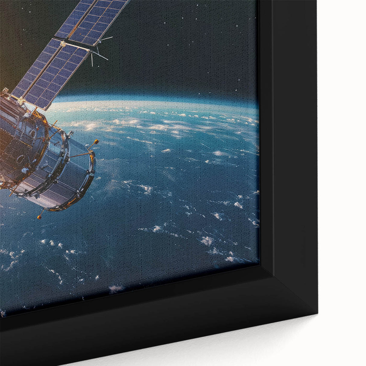 Satellite Orbiting at Sunrise - Cosmic Wall Art for Space Enthusiasts