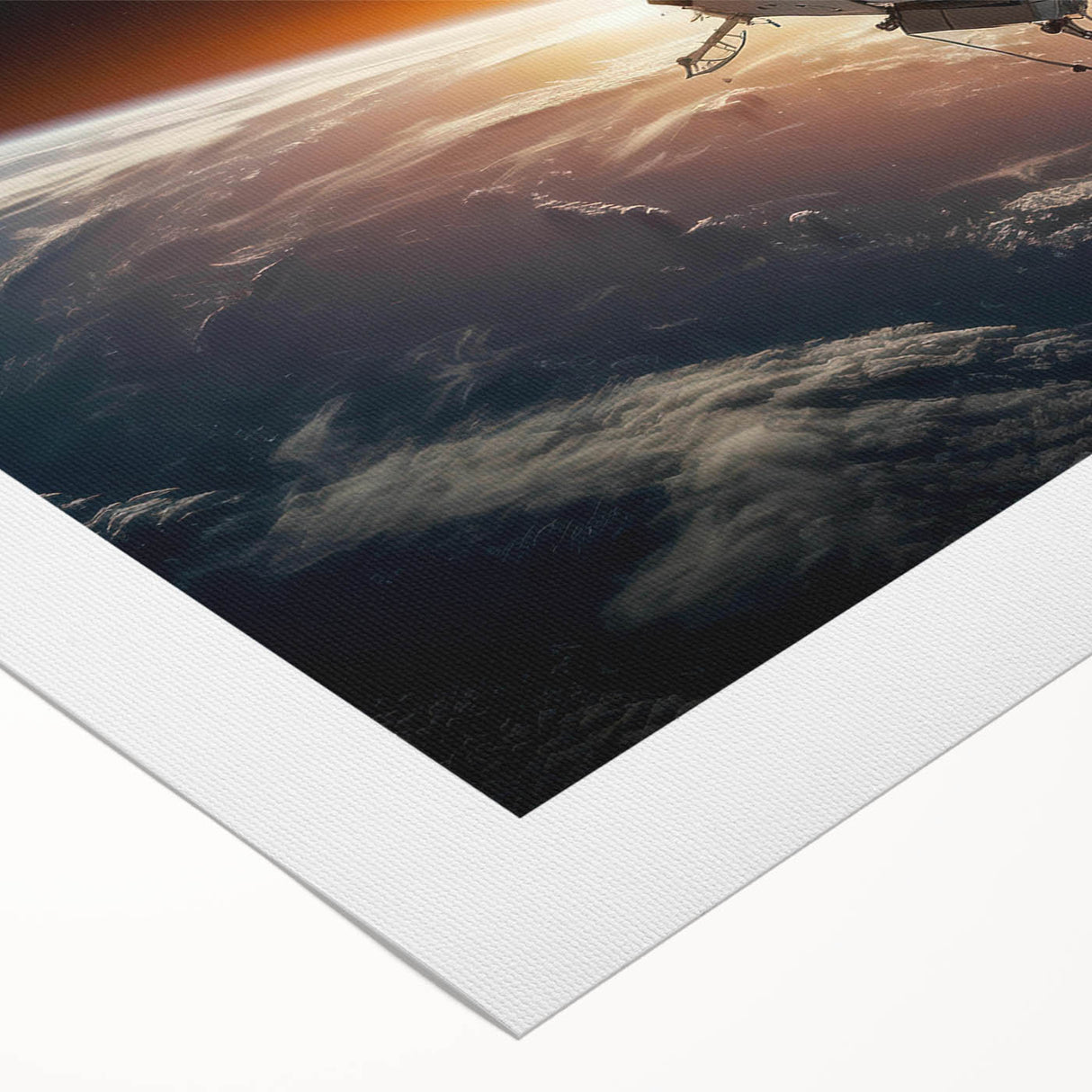 Satellite Orbiting Earth with Fiery Trail - Cosmic Space Wall Art