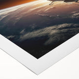 Satellite Orbiting Earth with Fiery Trail - Cosmic Space Wall Art