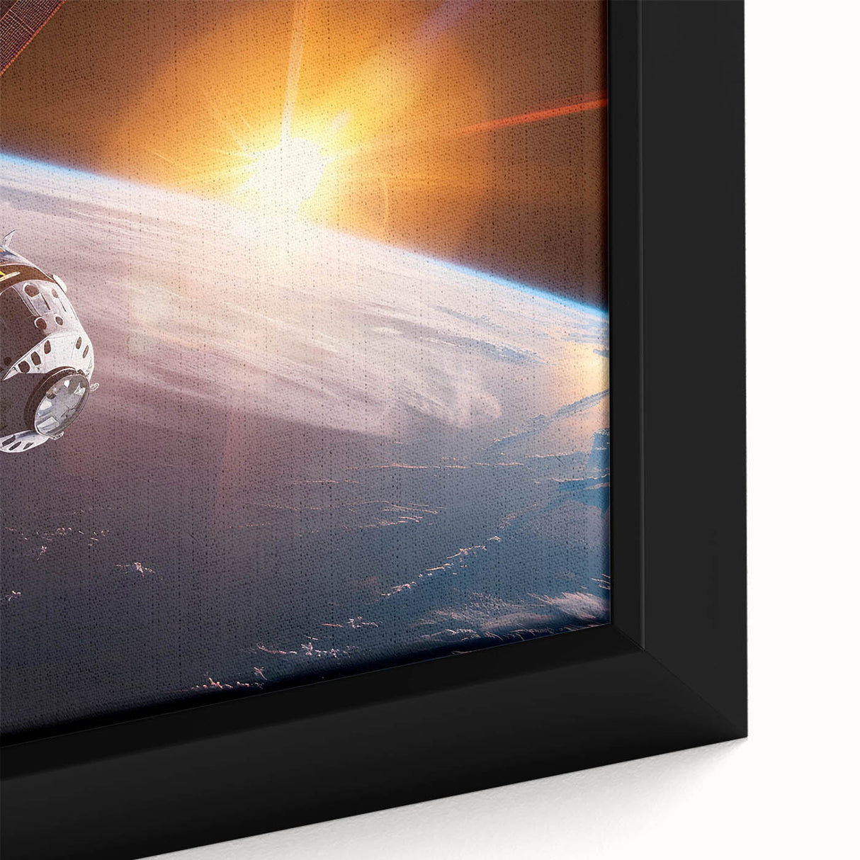 Satellite Over Earth with Sunrise - Stunning Cosmic Wall Art Decor