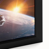 Satellite Over Earth with Sunrise - Stunning Cosmic Wall Art Decor
