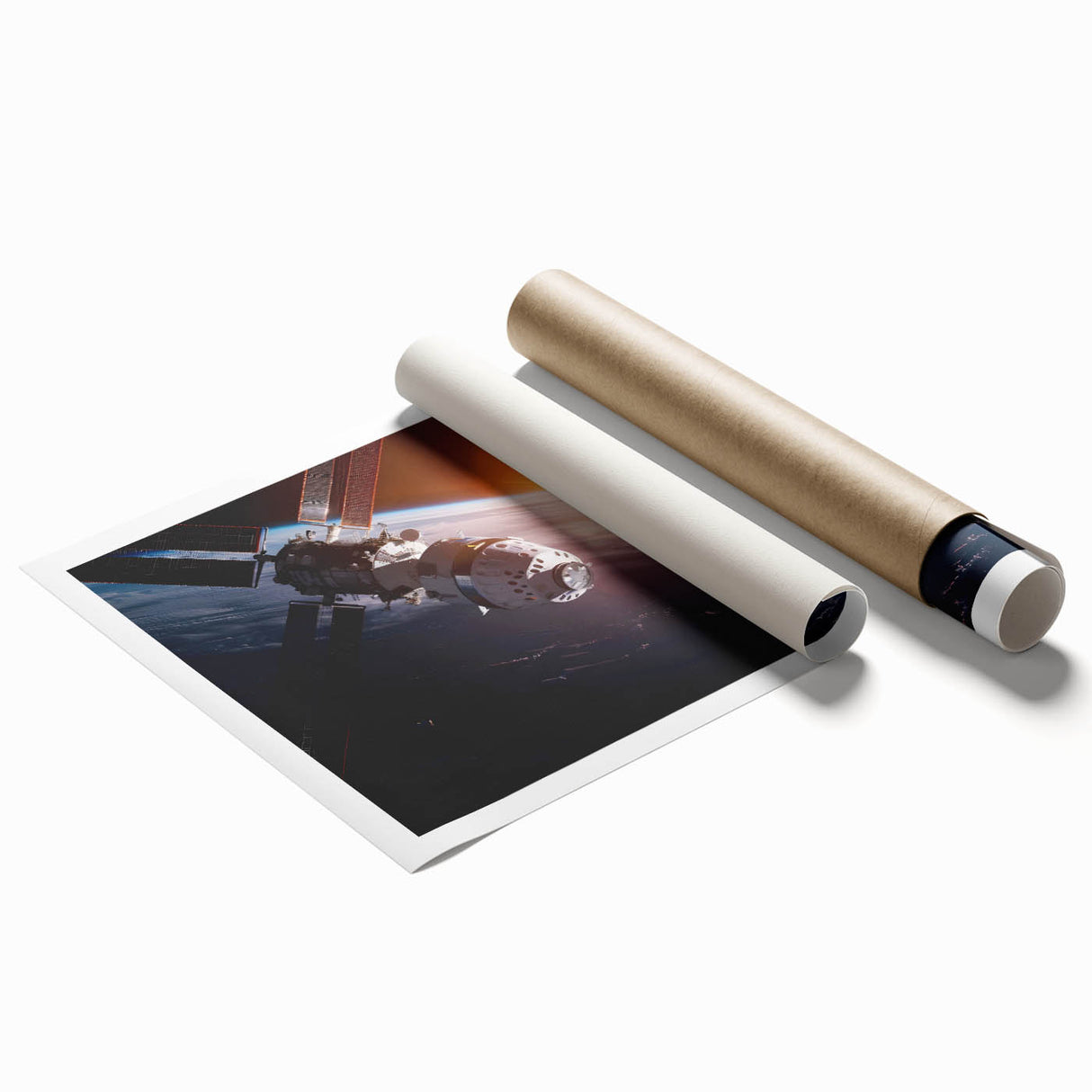 Satellite Over Earth with Sunrise - Stunning Cosmic Wall Art Decor