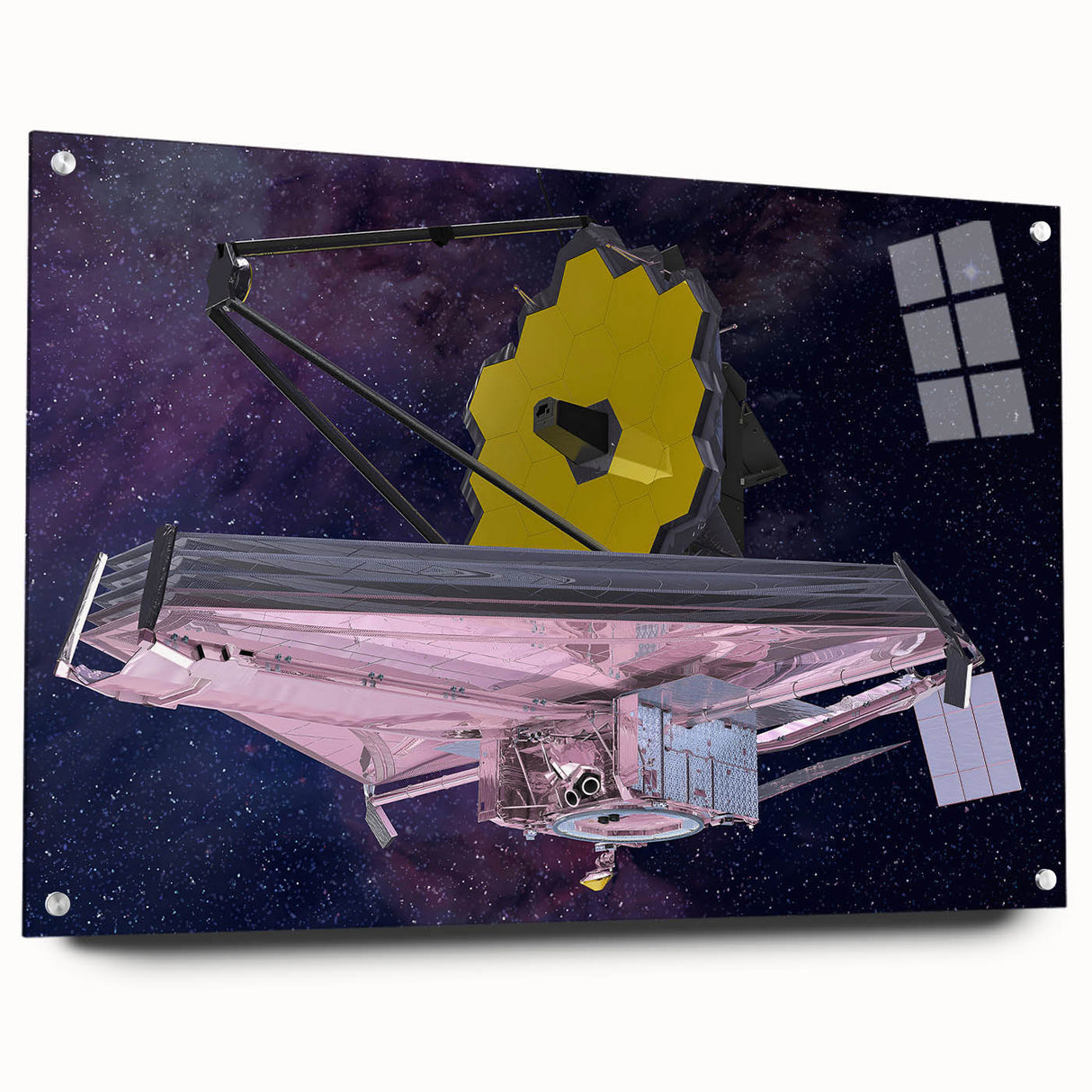 Satellite with Golden Reflector - Cosmic Space Wall Art for Home Decor