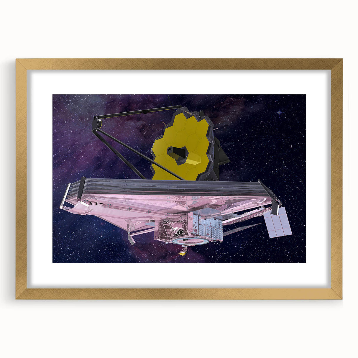 Satellite with Golden Reflector - Cosmic Space Wall Art for Home Decor