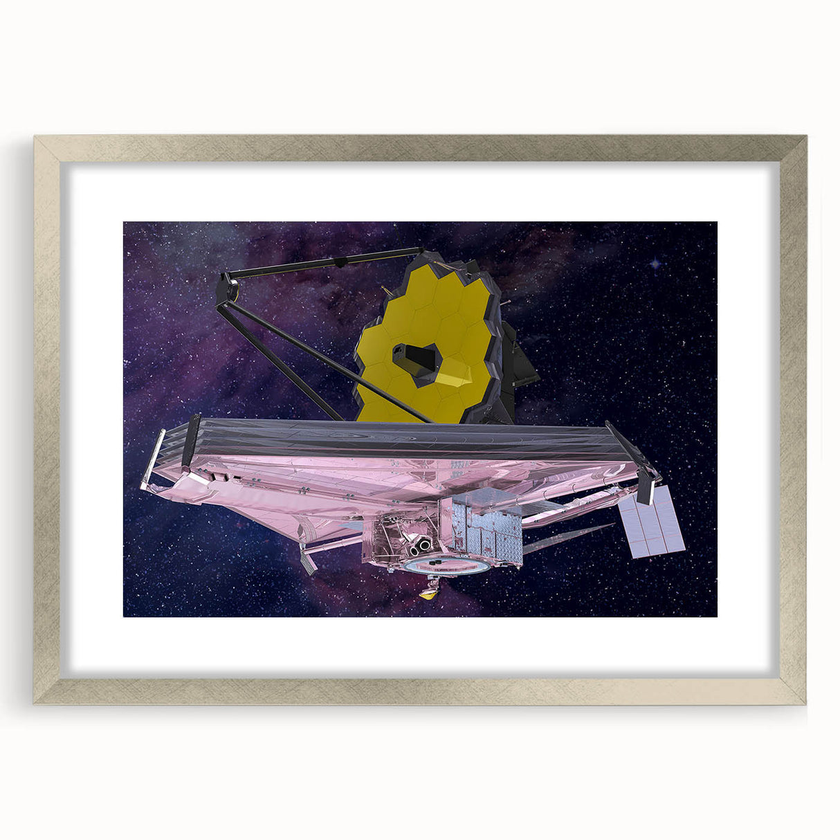 Satellite with Golden Reflector - Cosmic Space Wall Art for Home Decor