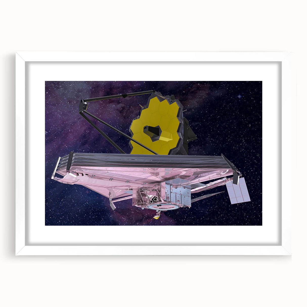 Satellite with Golden Reflector - Cosmic Space Wall Art for Home Decor