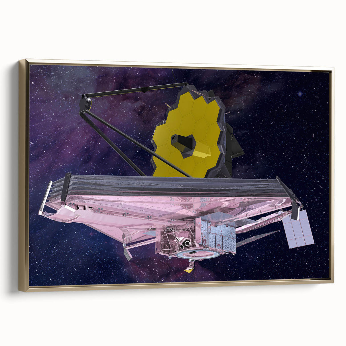 Satellite with Golden Reflector - Cosmic Space Wall Art for Home Decor