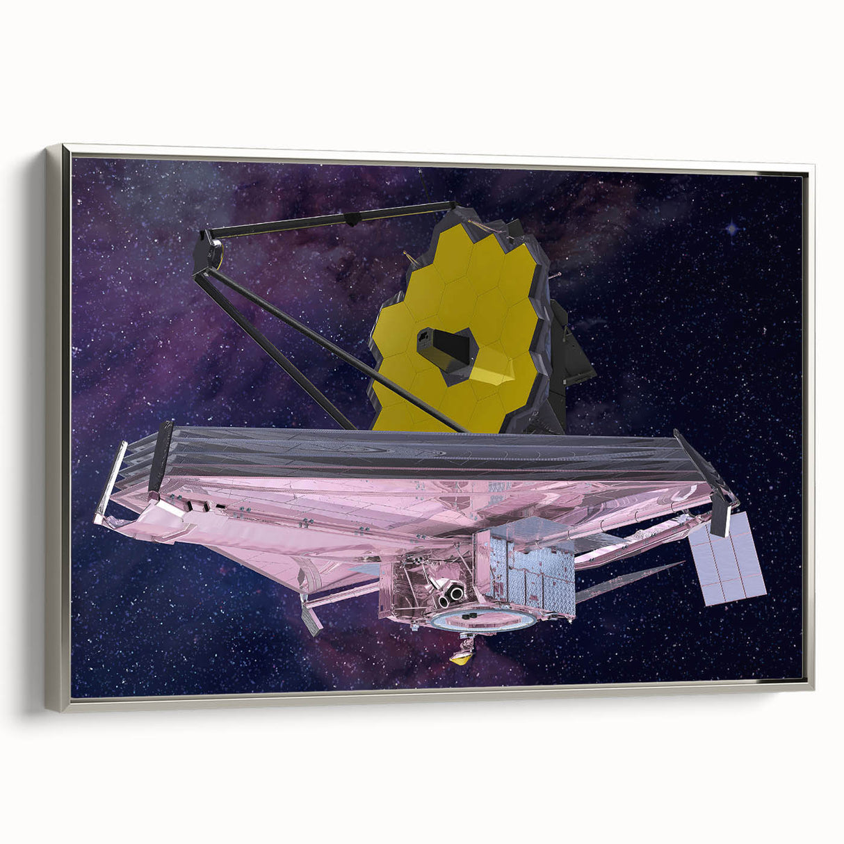 Satellite with Golden Reflector - Cosmic Space Wall Art for Home Decor