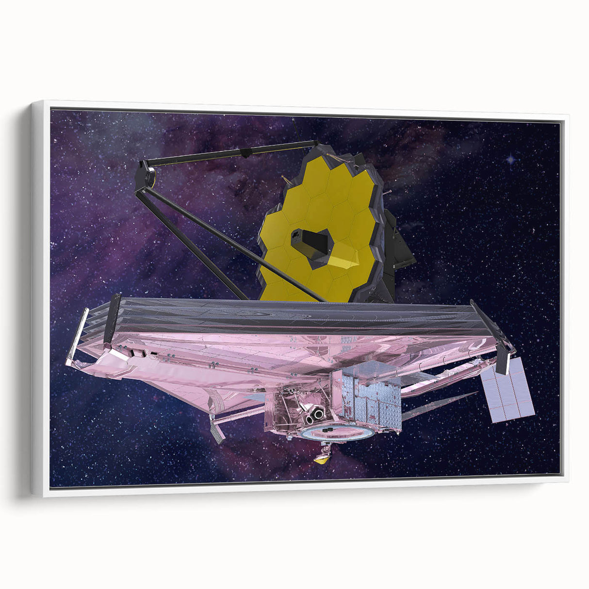 Satellite with Golden Reflector - Cosmic Space Wall Art for Home Decor