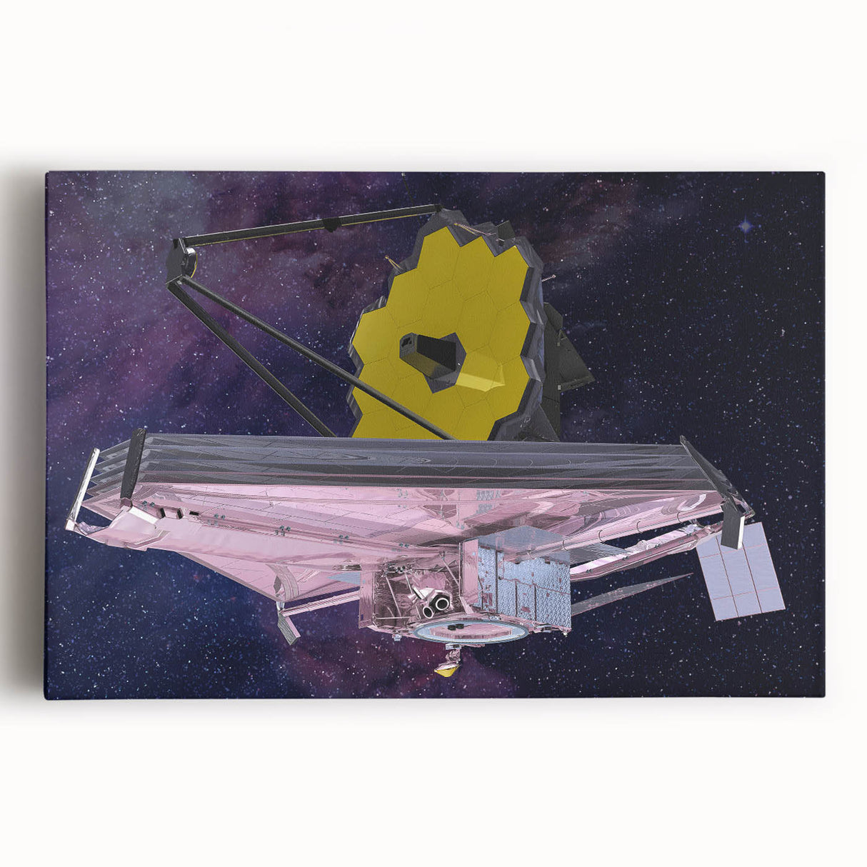Satellite with Golden Reflector - Cosmic Space Wall Art for Home Decor