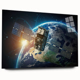 Satellite Over Earth - Stunning Space-Themed Canvas Art for Home Decor