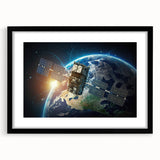Satellite Over Earth - Stunning Space-Themed Canvas Art for Home Decor