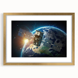 Satellite Over Earth - Stunning Space-Themed Canvas Art for Home Decor