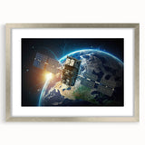 Satellite Over Earth - Stunning Space-Themed Canvas Art for Home Decor
