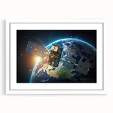 Satellite Over Earth - Stunning Space-Themed Canvas Art for Home Decor