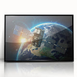 Satellite Over Earth - Stunning Space-Themed Canvas Art for Home Decor