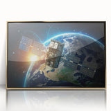 Satellite Over Earth - Stunning Space-Themed Canvas Art for Home Decor