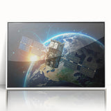 Satellite Over Earth - Stunning Space-Themed Canvas Art for Home Decor