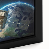 Satellite Over Earth - Stunning Space-Themed Canvas Art for Home Decor