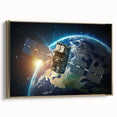 Satellite Over Earth - Stunning Space-Themed Canvas Art for Home Decor