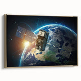 Satellite Over Earth - Stunning Space-Themed Canvas Art for Home Decor