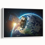 Satellite Over Earth - Stunning Space-Themed Canvas Art for Home Decor
