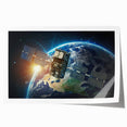 Satellite Over Earth - Stunning Space-Themed Canvas Art for Home Decor